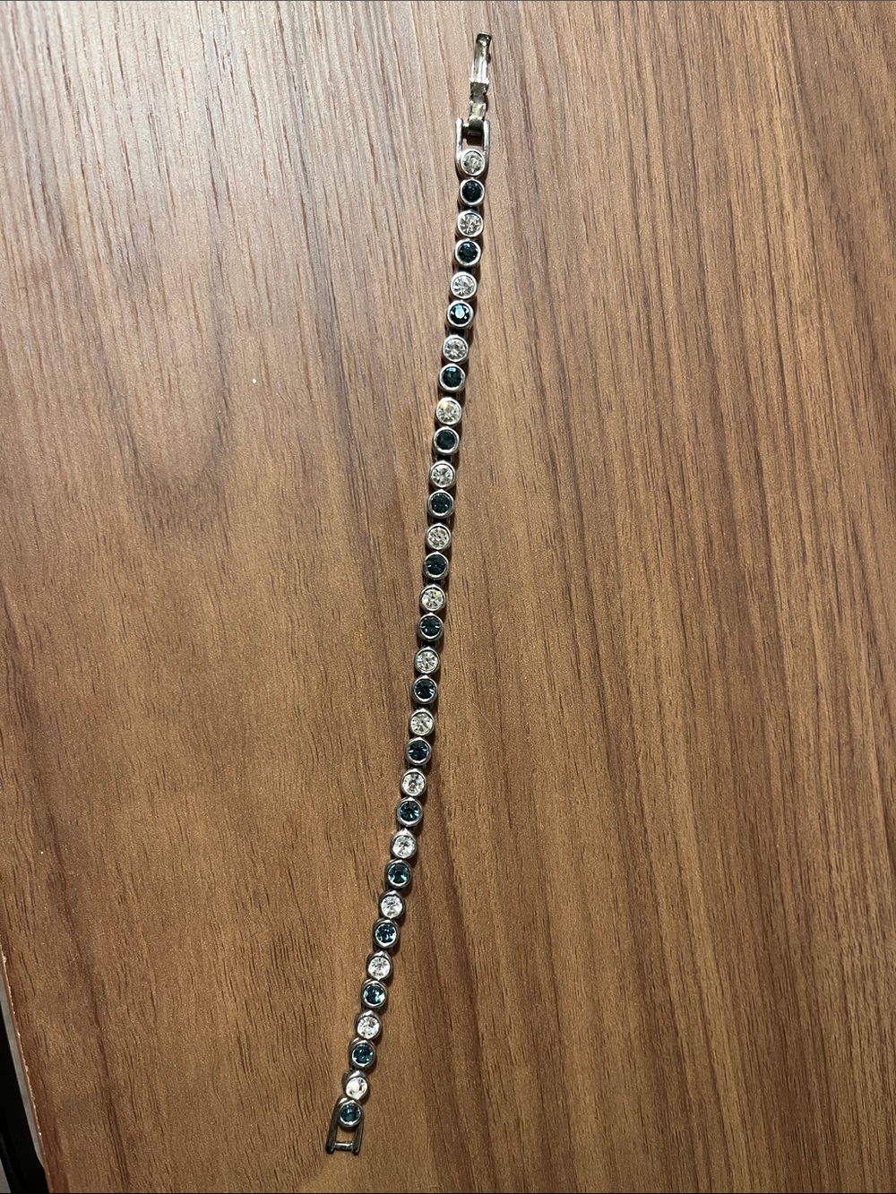 Silver-Tone Bracelet with Blue and Clear Stones